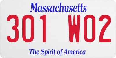 MA license plate 301WO2