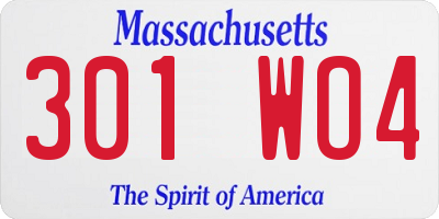 MA license plate 301WO4