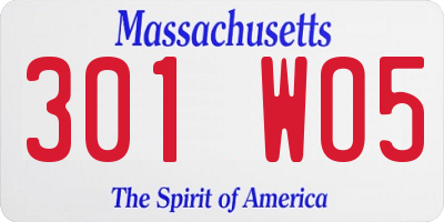 MA license plate 301WO5