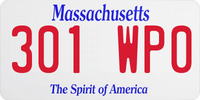MA license plate 301WP0