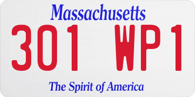 MA license plate 301WP1