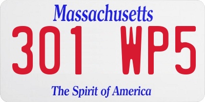 MA license plate 301WP5