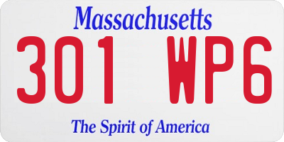 MA license plate 301WP6