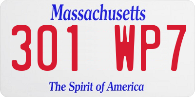 MA license plate 301WP7