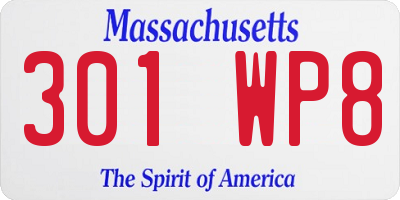 MA license plate 301WP8