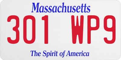 MA license plate 301WP9