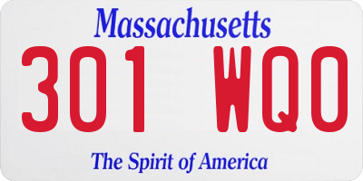 MA license plate 301WQ0