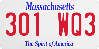 MA license plate 301WQ3