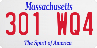 MA license plate 301WQ4