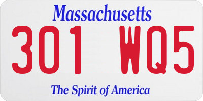 MA license plate 301WQ5