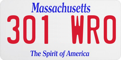 MA license plate 301WR0