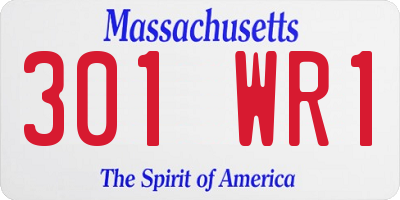 MA license plate 301WR1
