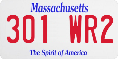 MA license plate 301WR2
