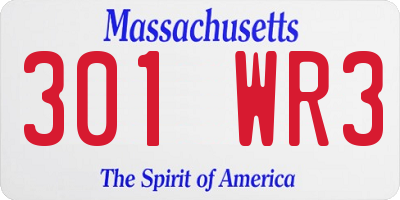 MA license plate 301WR3