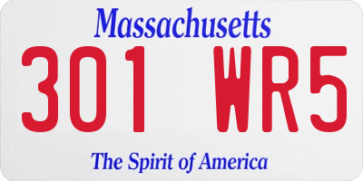 MA license plate 301WR5
