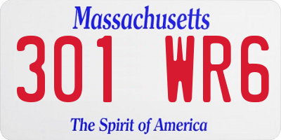 MA license plate 301WR6