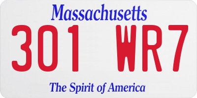 MA license plate 301WR7