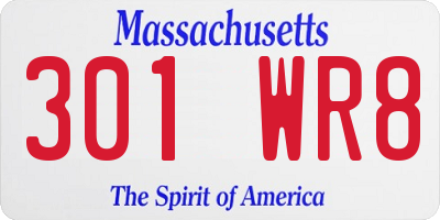MA license plate 301WR8