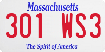 MA license plate 301WS3