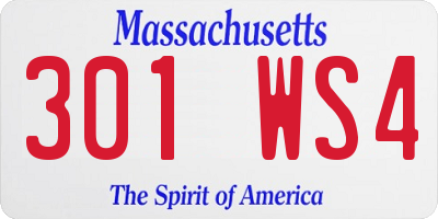 MA license plate 301WS4