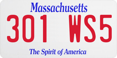 MA license plate 301WS5