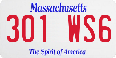 MA license plate 301WS6