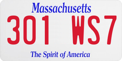 MA license plate 301WS7