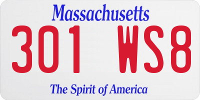 MA license plate 301WS8