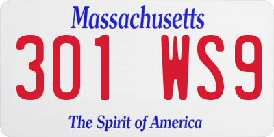 MA license plate 301WS9