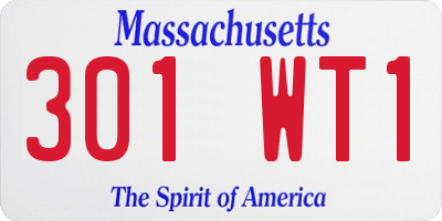MA license plate 301WT1