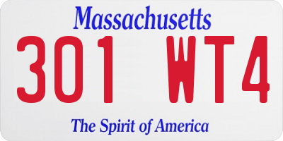 MA license plate 301WT4