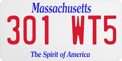 MA license plate 301WT5