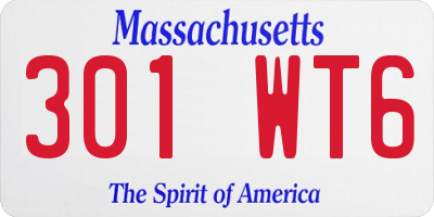 MA license plate 301WT6