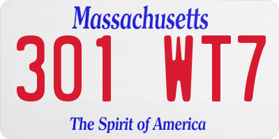 MA license plate 301WT7