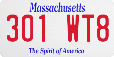 MA license plate 301WT8