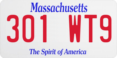 MA license plate 301WT9