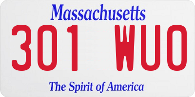 MA license plate 301WU0