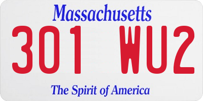 MA license plate 301WU2