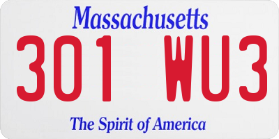 MA license plate 301WU3