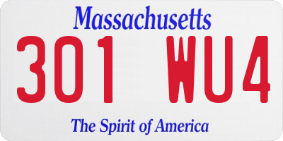 MA license plate 301WU4