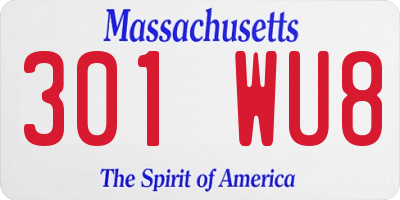 MA license plate 301WU8