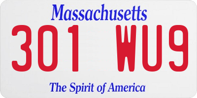 MA license plate 301WU9