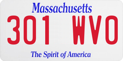 MA license plate 301WV0