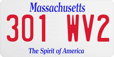MA license plate 301WV2
