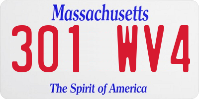 MA license plate 301WV4