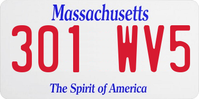 MA license plate 301WV5