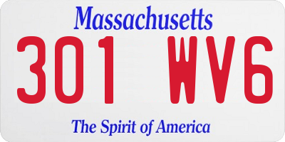 MA license plate 301WV6