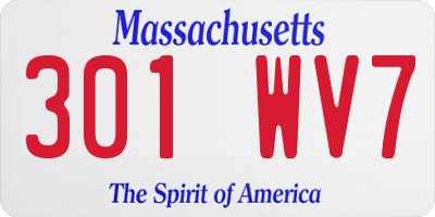 MA license plate 301WV7