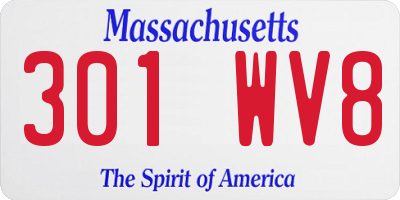 MA license plate 301WV8