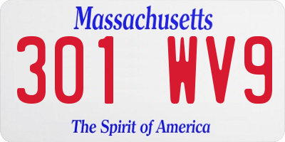 MA license plate 301WV9